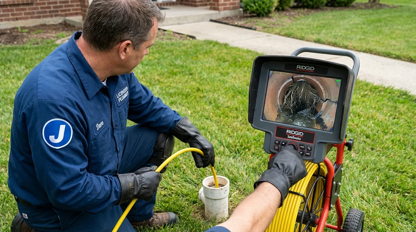 Sewer camera inspection being performed by Johns Plumbing LLC in Keokuk